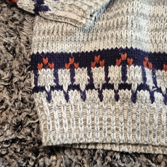 VTG NORDIC Fair Isle SWEATER Pullover Knit ACRYLIC‎ MENS Sz M/L Gray 70s 80s Ski - Picture 3 of 9